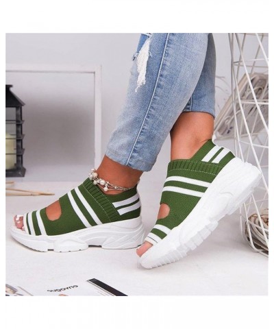 Women's Sandals Wedge Heel Comfortable Sports Knit Sandals Thick Fish Mouth Beach Casual Sandals Summer Open Shoes Flip Flops...