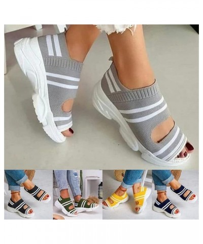 Women's Sandals Wedge Heel Comfortable Sports Knit Sandals Thick Fish Mouth Beach Casual Sandals Summer Open Shoes Flip Flops...