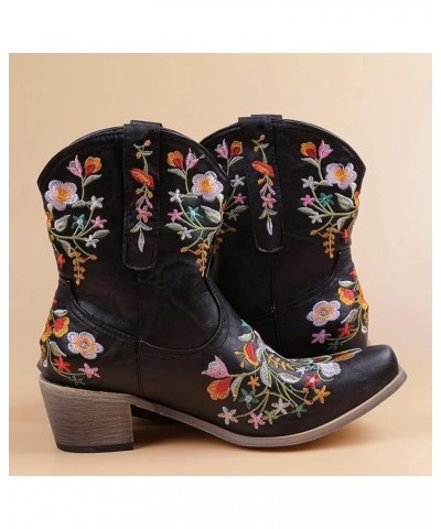 Cowboy Boots for Women 2022 Western Cowgirl Ankle Booties Vintage Embroidered Pull On Knee High Wide Calf Heeled Boot Dhufhdi...