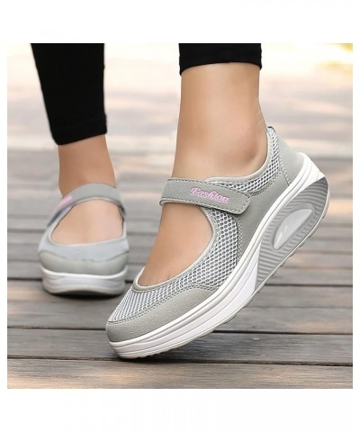 High Chunky Heels for Women Platform Espadrille Sandal Mid-Heel Open Toe Ankle Buckle Non Slip Slide Shoes 54-htrns-grey7 $12...