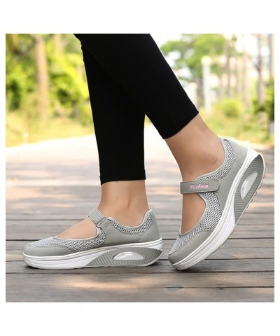 High Chunky Heels for Women Platform Espadrille Sandal Mid-Heel Open Toe Ankle Buckle Non Slip Slide Shoes 54-htrns-grey7 $12...