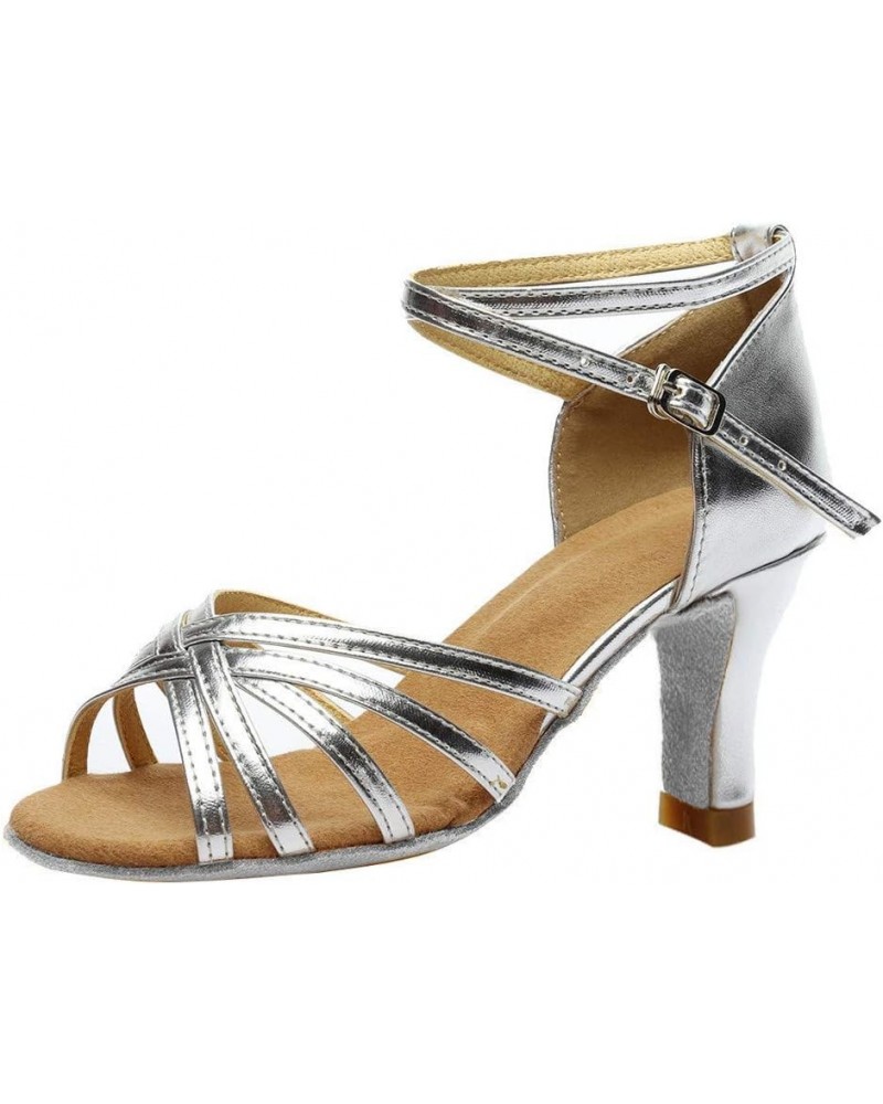 Women'S Low Heeled Casual sandals Womens sandals Beach Dance Shoes sandals Women Fashion Wedges Heeled sandals For Wo Silver-...