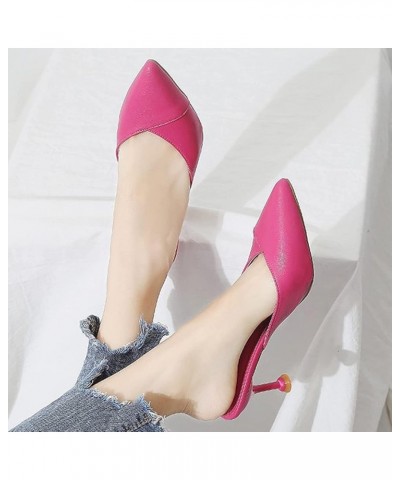 Women Non-Slip Backless Kitten Mules Sandals Pointed Toe Ease-Going Slip On Party Dressy Shoe Rose Red $26.10 Mules & Clogs