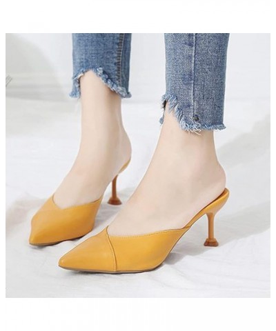 Women Non-Slip Backless Kitten Mules Sandals Pointed Toe Ease-Going Slip On Party Dressy Shoe Rose Red $26.10 Mules & Clogs