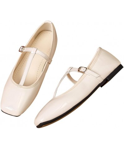 Mary Jane Flats for Women Ballets Flats Strap Shoes Dressy Comfortable Square Toe Mary Jane Buckle Flats Shoes 245-white $18....