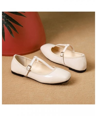 Mary Jane Flats for Women Ballets Flats Strap Shoes Dressy Comfortable Square Toe Mary Jane Buckle Flats Shoes 245-white $18....