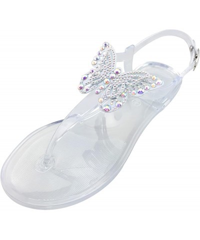 Women's Flat Sandals Sandals Women's Casual Shoes Toe Strap Buckle Fashion Rhinestone Round Women's Sandals 10 Clear $10.98 S...