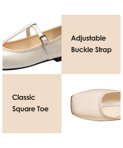 Mary Jane Flats for Women Ballets Flats Strap Shoes Dressy Comfortable Square Toe Mary Jane Buckle Flats Shoes 245-white $18....