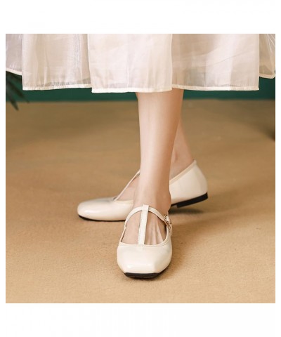 Mary Jane Flats for Women Ballets Flats Strap Shoes Dressy Comfortable Square Toe Mary Jane Buckle Flats Shoes 245-white $18....