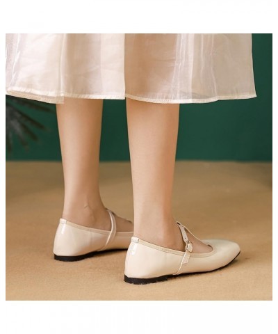 Mary Jane Flats for Women Ballets Flats Strap Shoes Dressy Comfortable Square Toe Mary Jane Buckle Flats Shoes 245-white $18....