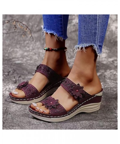 Sandals for Women Casual Summer, Women's Platform Sandals Trendy High Heels Open Toe Espadrilles Wedges Sandals Z8-wine $12.1...