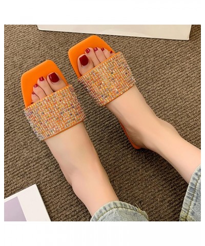 Women Rhinestone Flat Slippers Beach Sandals Flip Flops Sandals Fashion Slippers Flat Open Toe Slippers Summer Casual Fashion...