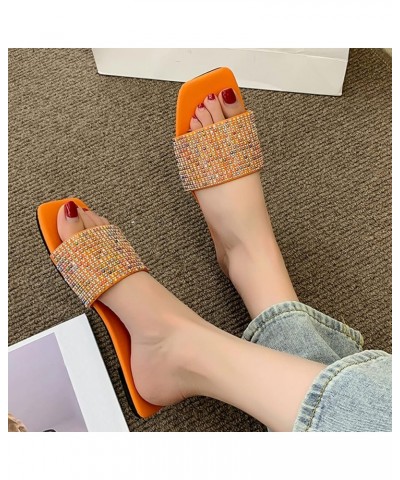 Women Rhinestone Flat Slippers Beach Sandals Flip Flops Sandals Fashion Slippers Flat Open Toe Slippers Summer Casual Fashion...