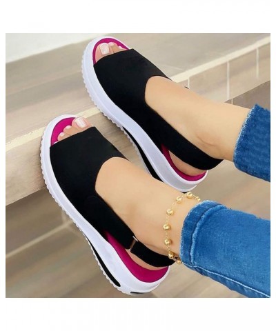 Platforms Sandals Casual Shoes Women's Toe Wedges Fashion Sport Women's casual shoes Womens Business Casual Shoes Wide Black ...