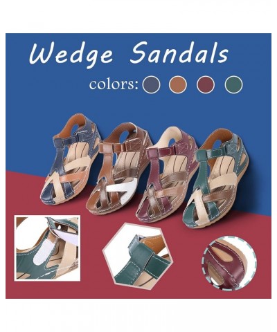 Sandals for Women Summer ​Comfortable Wedges Sandals Close-Toe Walking Flat Sandals Hook and Loop Athletic Sandals for Women,...