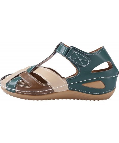 Sandals for Women Summer ​Comfortable Wedges Sandals Close-Toe Walking Flat Sandals Hook and Loop Athletic Sandals for Women,...