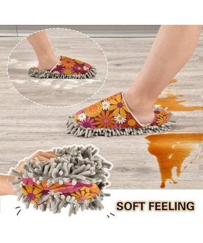 Mop Slippers (Boho Flowers) Indoor Dust Mop Slipper Shoes for Women Men Yellow $10.08 Slippers