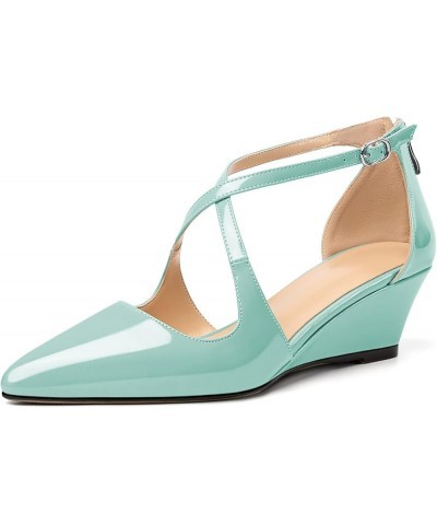 Women's Wedges Heels Criss Cross Heeled Sandals Pointed Toe Ankle Strap Heel Pumps Fashion Dress Shoes Mint Green $32.49 Pumps