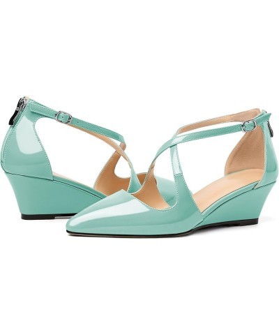 Women's Wedges Heels Criss Cross Heeled Sandals Pointed Toe Ankle Strap Heel Pumps Fashion Dress Shoes Mint Green $32.49 Pumps