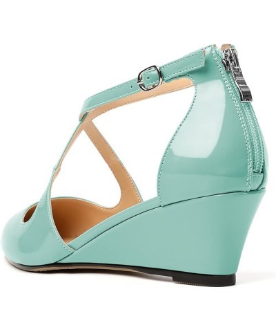 Women's Wedges Heels Criss Cross Heeled Sandals Pointed Toe Ankle Strap Heel Pumps Fashion Dress Shoes Mint Green $32.49 Pumps