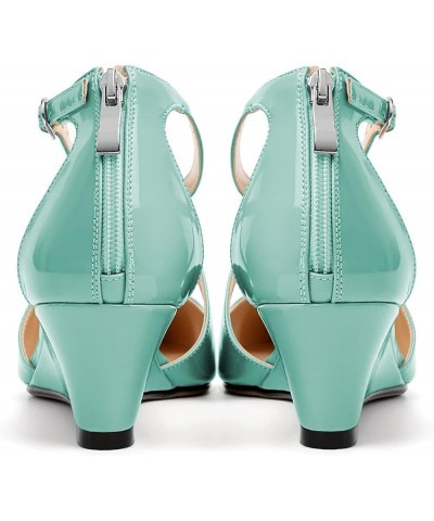 Women's Wedges Heels Criss Cross Heeled Sandals Pointed Toe Ankle Strap Heel Pumps Fashion Dress Shoes Mint Green $32.49 Pumps