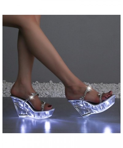 Luminous Diamond High Heel Shoes Luminous Wedge Heel Women Shoes Sexy Women High Heel Shoes Sexy Sandals for Women Wedge (Sil...