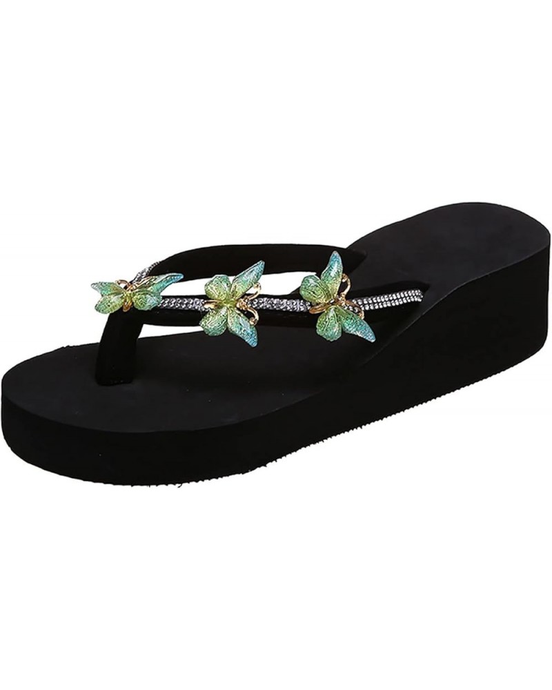 Womens Beach Breathable Sandals Home Slipper Flip-Flops Wedges Sandals Z 03-green $12.08 Sandals