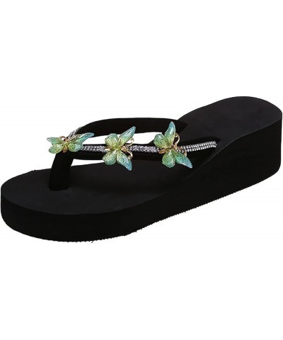 Womens Beach Breathable Sandals Home Slipper Flip-Flops Wedges Sandals Z 03-green $12.08 Sandals