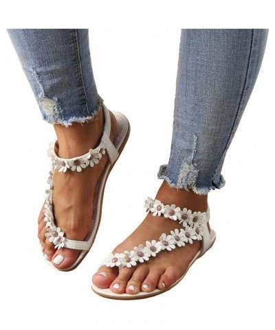 Summer Sandals for Women 2023,Women's Slip On Rhinestones Clip Toe Elastic Strap Flip Flops Boho Sandals Women Z04-white $17....