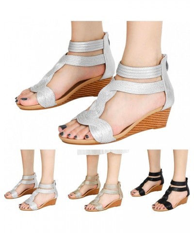 Sandals for Women dressy summer Dress Sandals dress shoes for women low heel sandals women dressy summer Z 13-silver $19.32 S...