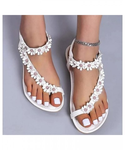 Summer Sandals for Women 2023,Women's Slip On Rhinestones Clip Toe Elastic Strap Flip Flops Boho Sandals Women Z04-white $17....