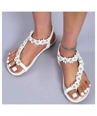 Summer Sandals for Women 2023,Women's Slip On Rhinestones Clip Toe Elastic Strap Flip Flops Boho Sandals Women Z04-white $17....