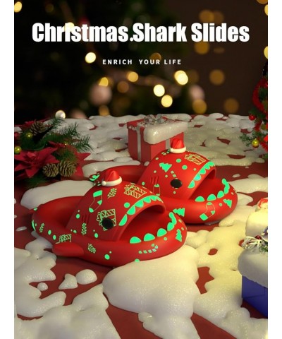 Original Shark Slides Upgraded, Cloudy Shark Slides Anti-Slip House Slippers Beach Shoes Casual Shark Sandals Christmas Red $...