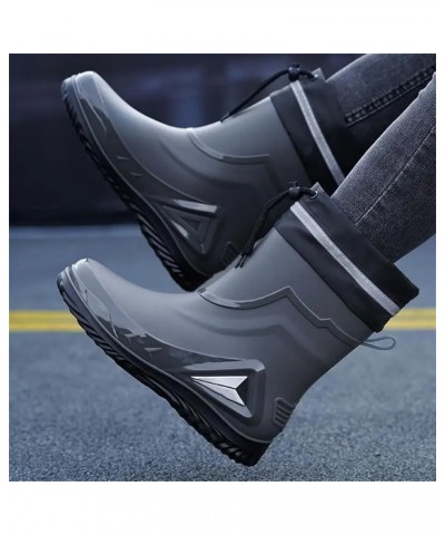 Rain Boots Men's Waterproof Drawstring Rain Shoes Warm Non-Slip Flat Fashion Rider Rain Boots 40 Waterproof Mouth $30.04 Boots