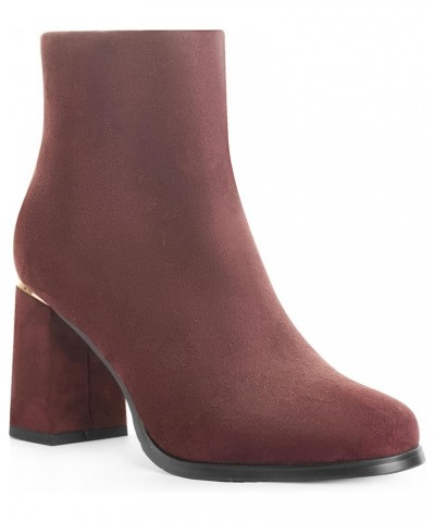 Women's Ankle Boots High Heels Chunky Ankle Booties for Women Heeled Boots Fashion 'Clifton' Burgundy $19.24 Boots