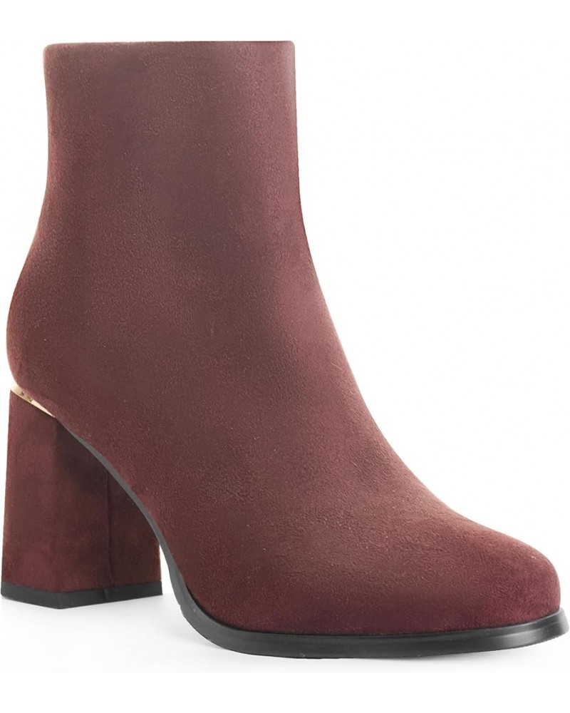 Women's Ankle Boots High Heels Chunky Ankle Booties for Women Heeled Boots Fashion 'Clifton' Burgundy $19.24 Boots