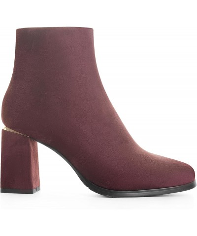 Women's Ankle Boots High Heels Chunky Ankle Booties for Women Heeled Boots Fashion 'Clifton' Burgundy $19.24 Boots