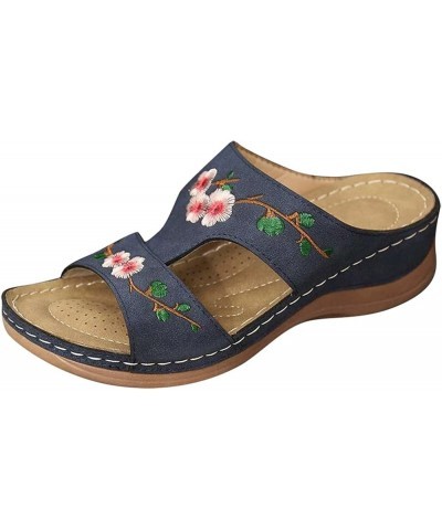 Womens Open Toe Breathable Beach Sandals Slip-On Casual Leopard Wedges Sandals wedge sandals casual summer Z 01-blue $16.28 S...