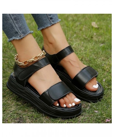 Women Summer Slip On Solid Casual Open Toe Platform Flat Soft Bottom Breathable Shoes Sandals Swim Sandals Women (Black, 6.5)...