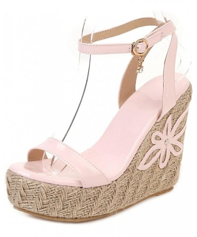 Patent Espadrilles Women Open Toe Fashion Wedge Sandals Pink 3 $25.59 Sandals