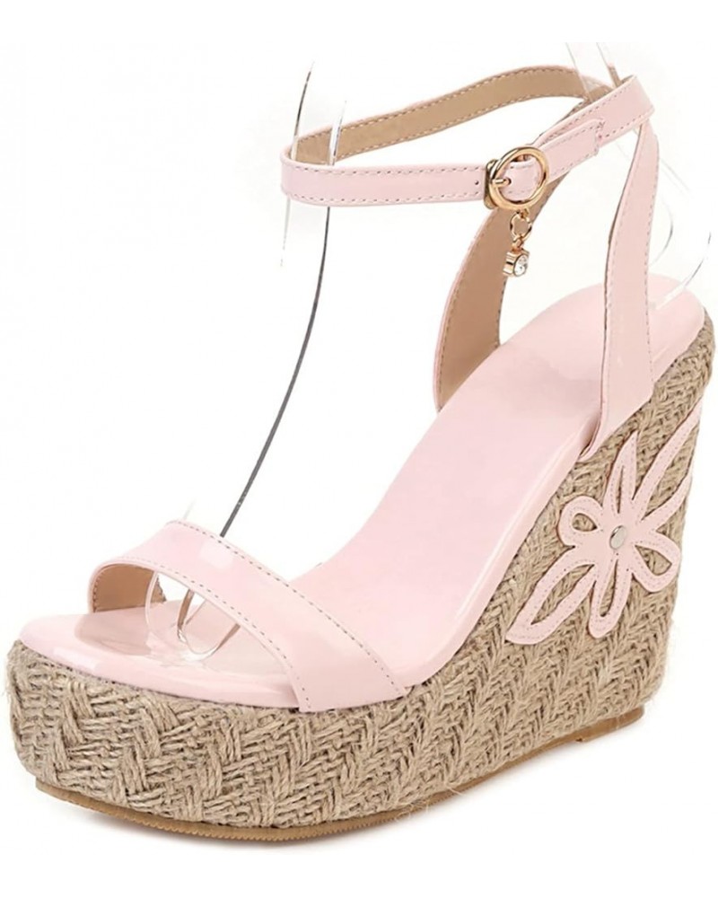 Patent Espadrilles Women Open Toe Fashion Wedge Sandals Pink 3 $25.59 Sandals