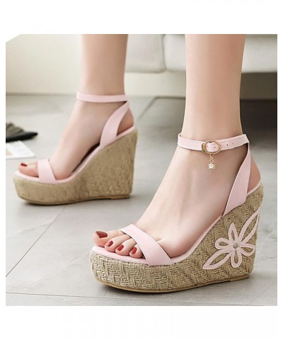 Patent Espadrilles Women Open Toe Fashion Wedge Sandals Pink 3 $25.59 Sandals