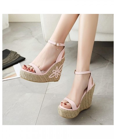 Patent Espadrilles Women Open Toe Fashion Wedge Sandals Pink 3 $25.59 Sandals