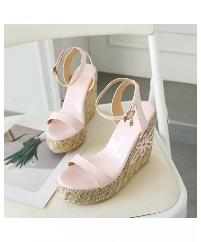 Patent Espadrilles Women Open Toe Fashion Wedge Sandals Pink 3 $25.59 Sandals