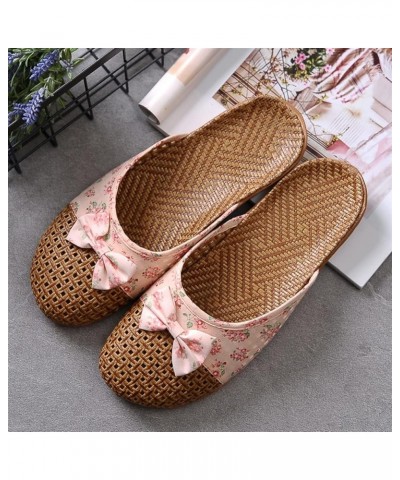 Linen Slippers Women's Summer Indoor Slippers Floral Slippers Home Shoes Indoor/Outdoor Non-Slip Lightweight, Suitable for Wo...