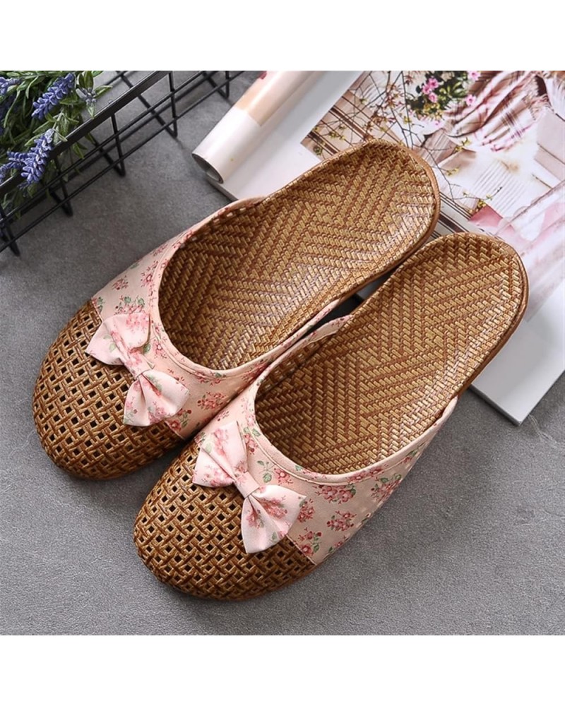 Linen Slippers Women's Summer Indoor Slippers Floral Slippers Home Shoes Indoor/Outdoor Non-Slip Lightweight, Suitable for Wo...