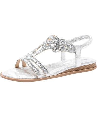 Womens Wedges Sandals Non-Slip Ankle Strap Bohemian Athletic Yoga Mat Beach Summer Slides Shoes 130-ibzwp-a-silver $12.49 San...