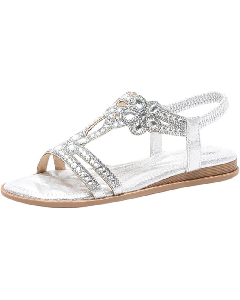 Womens Wedges Sandals Non-Slip Ankle Strap Bohemian Athletic Yoga Mat Beach Summer Slides Shoes 130-ibzwp-a-silver $12.49 San...