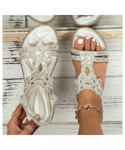 Womens Wedges Sandals Non-Slip Ankle Strap Bohemian Athletic Yoga Mat Beach Summer Slides Shoes 130-ibzwp-a-silver $12.49 San...