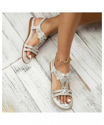 Womens Wedges Sandals Non-Slip Ankle Strap Bohemian Athletic Yoga Mat Beach Summer Slides Shoes 130-ibzwp-a-silver $12.49 San...